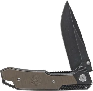 Smith & Wesson SW609 8.3in High Carbon S.S. Folding Knife with 3.6in Drop Point Blade and Stonewashed G-10 Handle for Outdoor, Tactical, Survival and EDC