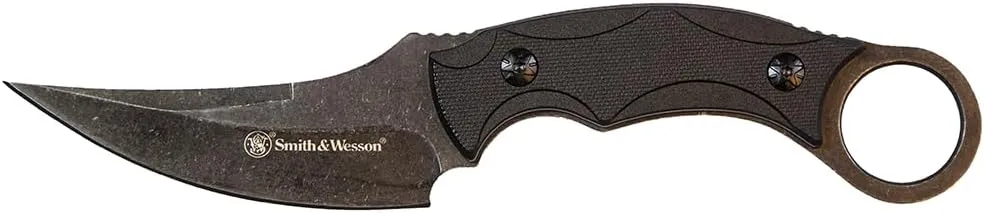 Smith & Wesson SW995 8.5in High Carbon S.S. Full Tang Karambit Knife with a 3.75in Clip Point Blade and Nylon Handle for Outdoor, Tactical, Survival and EDC