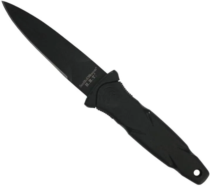 Smith & Wesson SWHRT3BF 7.5in High Carbon S.S. Full Tang Fixed Blade Knife with 3.5in False Edge Blade and TPR Handle for Outdoor, Tactical, Survival and EDC