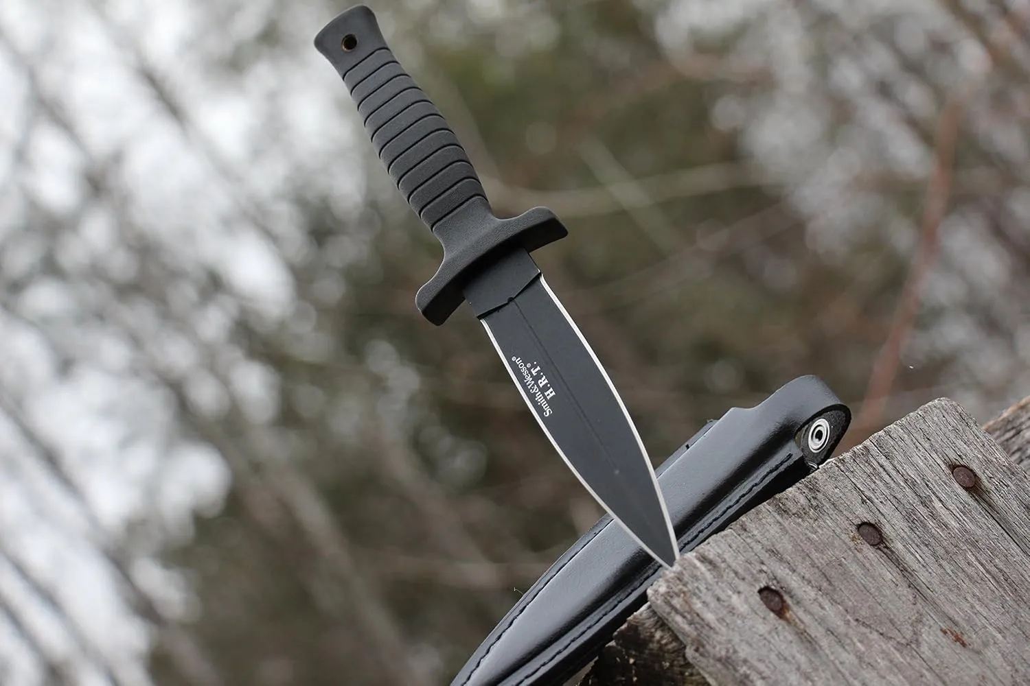 Smith & Wesson SWHRT9B 9in High Carbon S.S. Fixed Blade Knife with 4.7in Dual Edge Blade and TPE Handle for Outdoor, Tactical, Survival and EDC