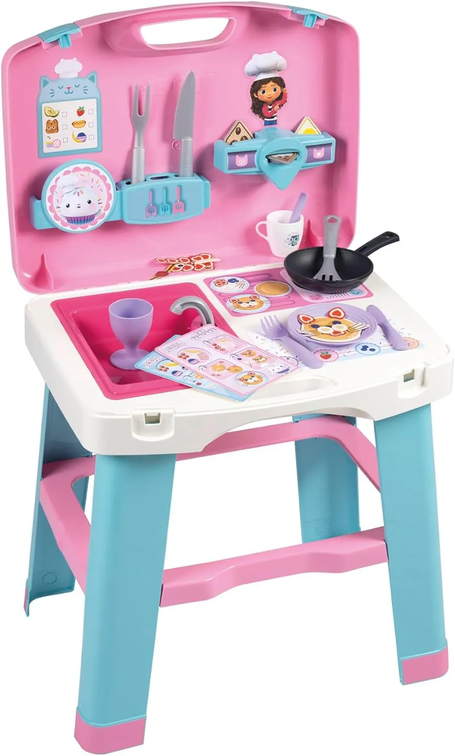 Smoby - The Dollhouse of Gabby- Portable Kitchen with Carrying Case and Accessories A patir 3 Years (7600311908)