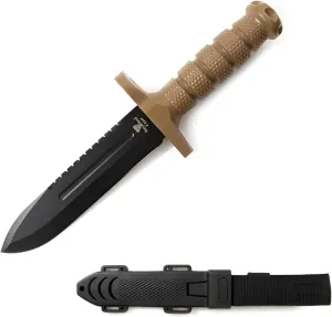 Snake Eye Tactical 12.5-Inches Ultimate Outdoors Survival Knife Fixed Blade Knife for Hunting, Fishing, Foraging, Camping, and Bushcraft Stainless Steel Knife With Sheath (Tan)