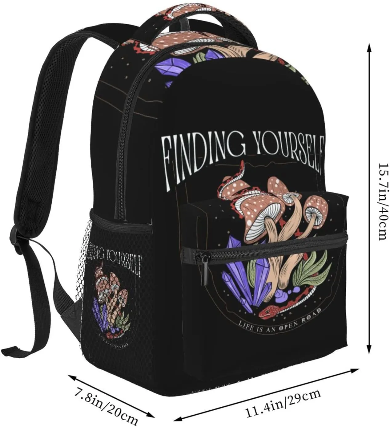 Snake Magic Mushrooms Mystical Finding Yourself Backpack Lightweight Laptop Backpack Casual Daypack Travel Double Shoulder Bag For Women Men