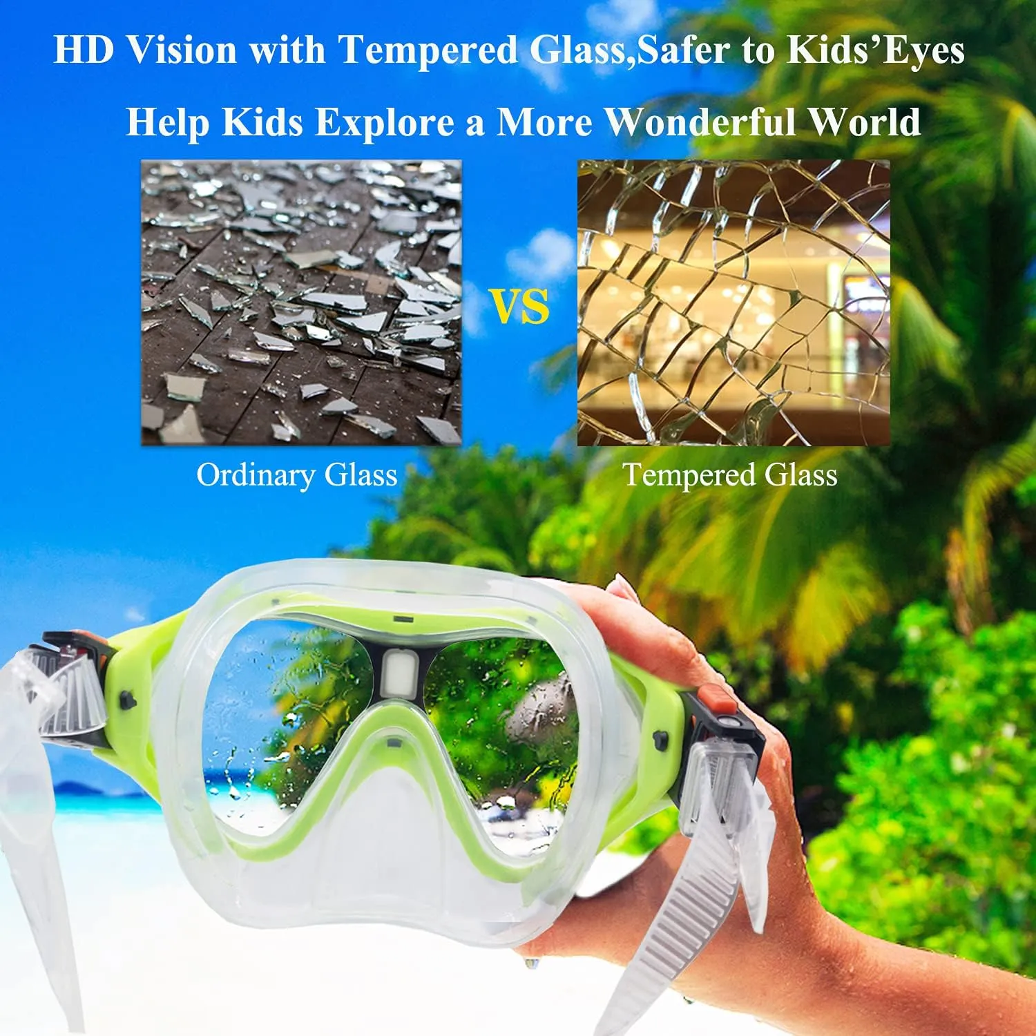 Snorkeling Gear for Kids with Foldable Silicone Full Dry Snorkel, Kids Snorkel Set Anti Leak Youth Junior Snorkeling Package Diving Mask Soft Tube with Mesh Bag Scuba Swimming Goggles