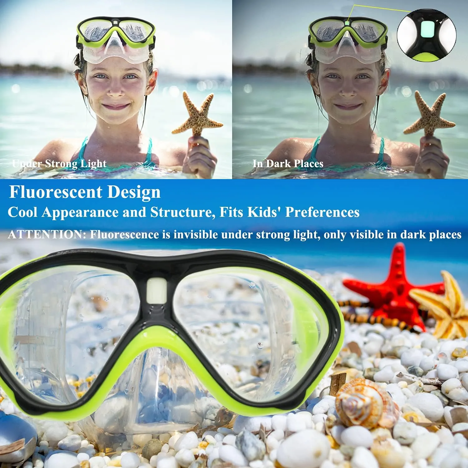 Snorkeling Gear for Kids with Foldable Silicone Full Dry Snorkel, Kids Snorkel Set Anti Leak Youth Junior Snorkeling Package Diving Mask Soft Tube with Mesh Bag Scuba Swimming Goggles