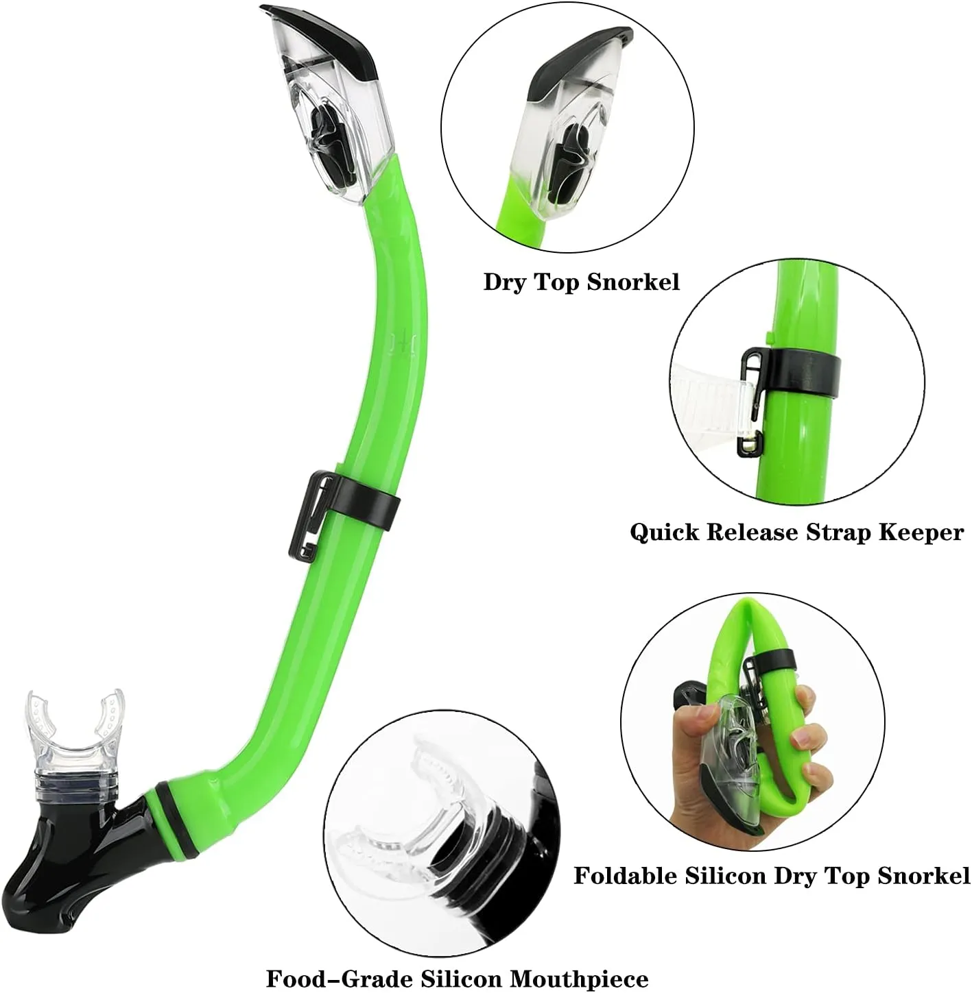 Snorkeling Gear for Kids with Foldable Silicone Full Dry Snorkel, Kids Snorkel Set Anti Leak Youth Junior Snorkeling Package Diving Mask Soft Tube with Mesh Bag Scuba Swimming Goggles