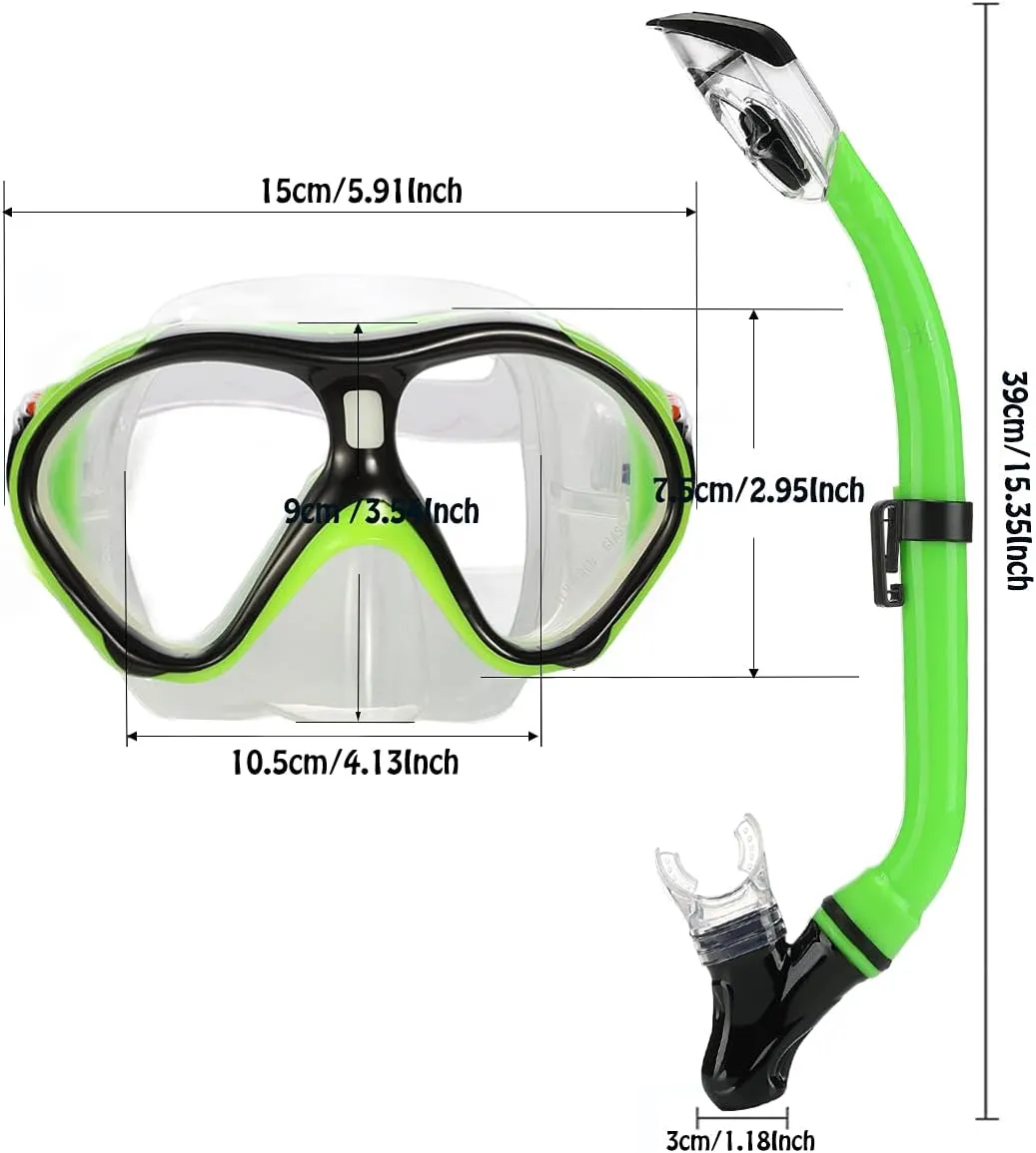 Snorkeling Gear for Kids with Foldable Silicone Full Dry Snorkel, Kids Snorkel Set Anti Leak Youth Junior Snorkeling Package Diving Mask Soft Tube with Mesh Bag Scuba Swimming Goggles