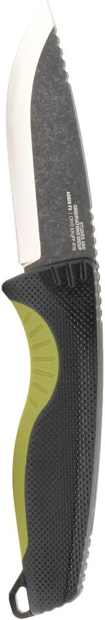 SOG Aegis FX Corrosion-Resistant Outdoor Survival Fixed Blade Knife | CRYO 4116 Krupps Steel | GRN Rubber Handle | UMS Sheath