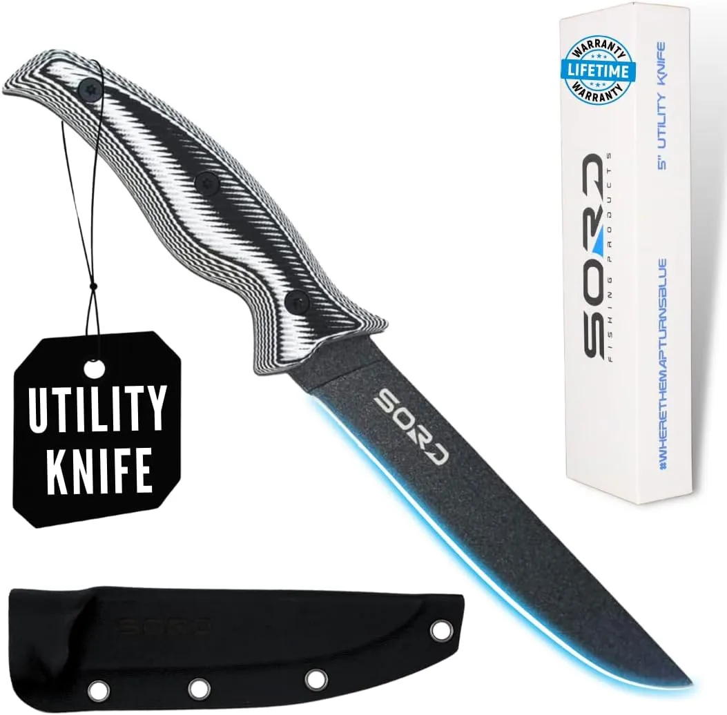 SORD 5-9' Fillet Knife - Fishing & Meat Cutting with Sheath - Razor Sharp Carbon Steel Filet Knife for Cleaning Fish and Skinning - Full Tang G10 Handle | Corrosion Resistant