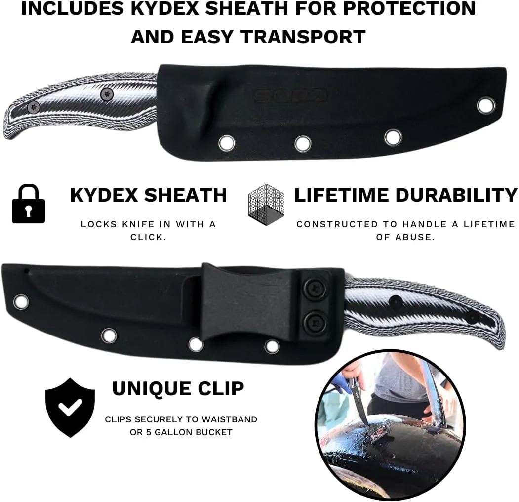 SORD 5-9' Fillet Knife - Fishing & Meat Cutting with Sheath - Razor Sharp Carbon Steel Filet Knife for Cleaning Fish and Skinning - Full Tang G10 Handle | Corrosion Resistant