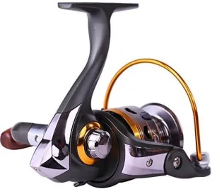 Sougayilang Spinning Fishing Reels with Left/Right Interchangeable Collapsible Wood Handle Powerful Metal Body 5.2:1/5.1:1 Gear Ratio Smooth 11BB for Inshore Boat Rock Freshwater Saltwater Fishing