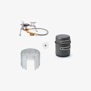 Split Folding Camp Stove   10 Piece Wind Shield   Energy Saving Camping Pot Bundle