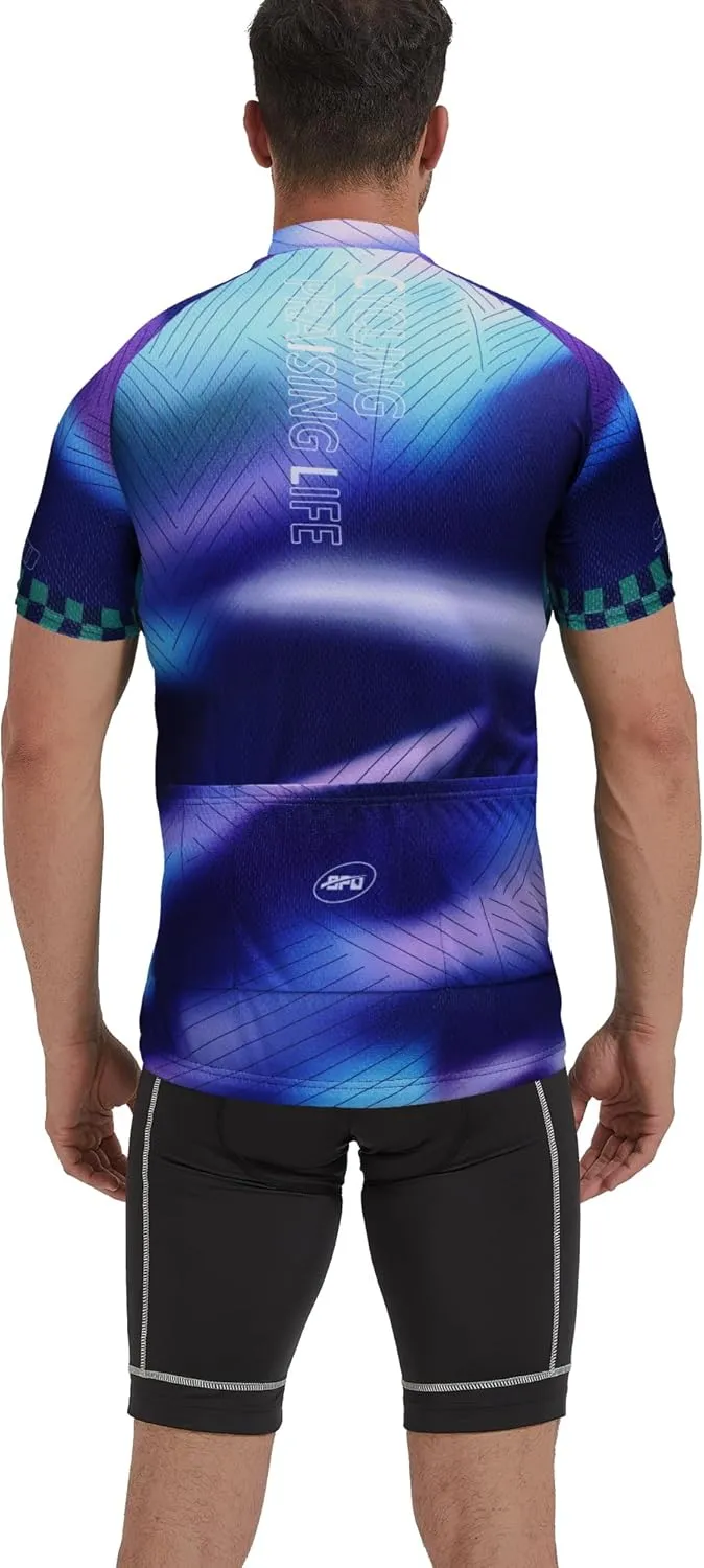 sponeed Men's Cycling Jerseys Tops Biking Shirts Short Sleeve Bike Clothing Full Zipper Bicycle Jacket with Pockets