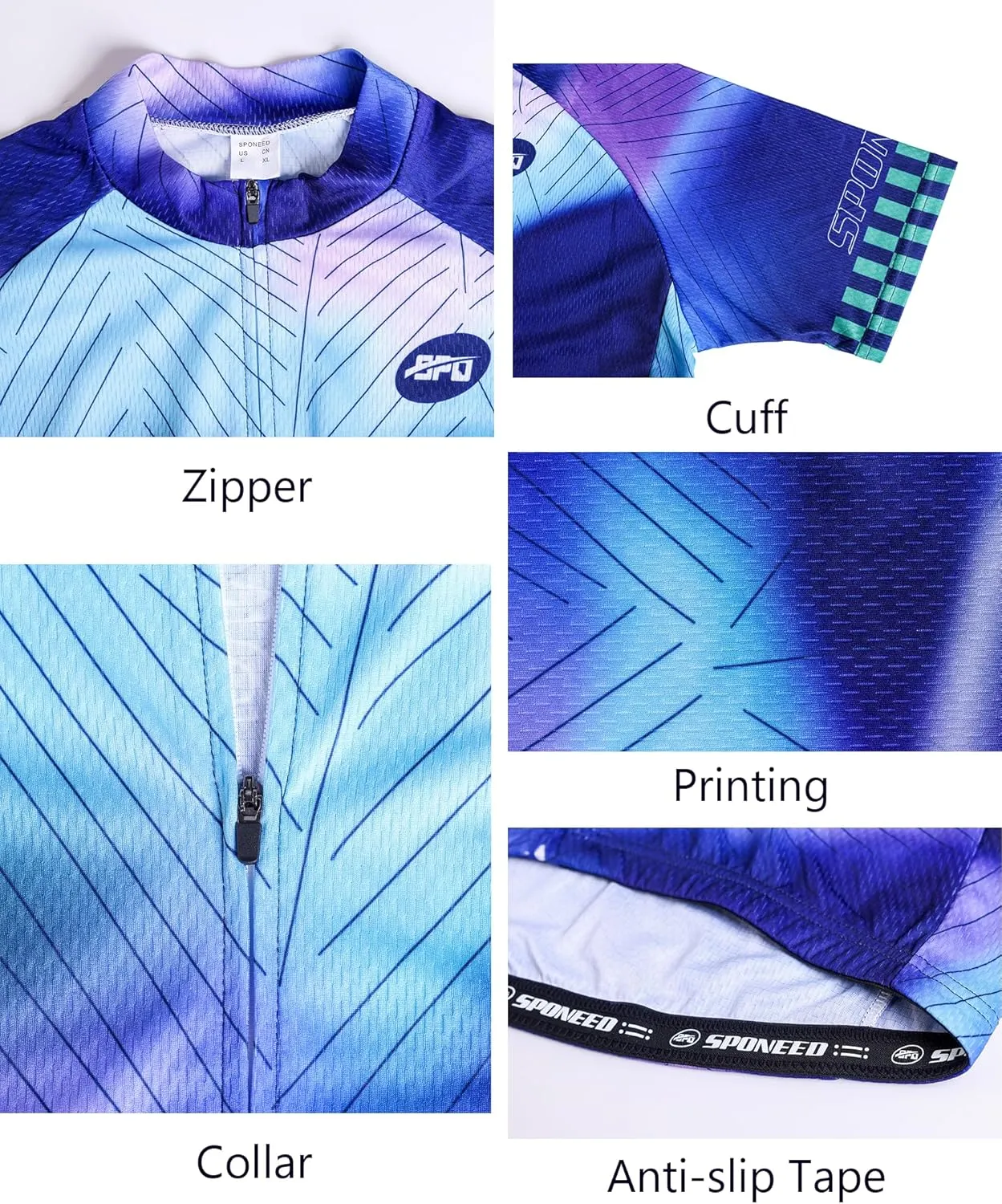 sponeed Men's Cycling Jerseys Tops Biking Shirts Short Sleeve Bike Clothing Full Zipper Bicycle Jacket with Pockets