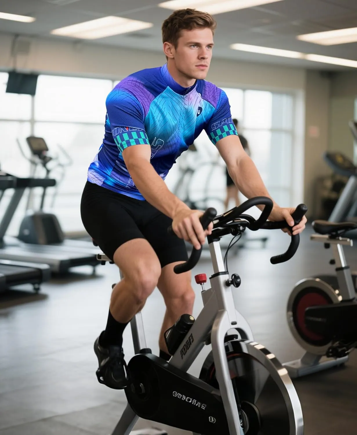 sponeed Men's Cycling Jerseys Tops Biking Shirts Short Sleeve Bike Clothing Full Zipper Bicycle Jacket with Pockets