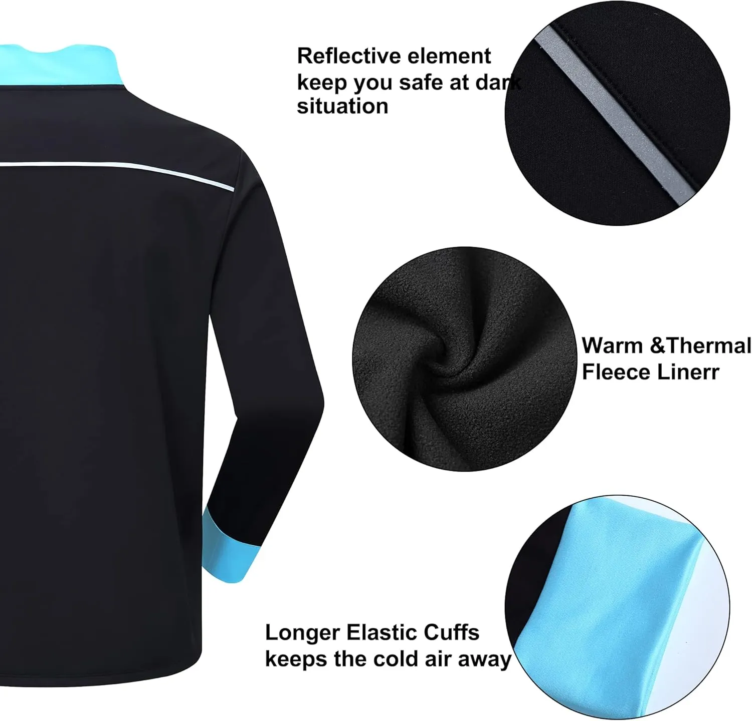 sponeed Men's Windproof Jackets Cycling Fleece Coat Shirts Winter Thermal Snowing Running Tops Bike Overcoats