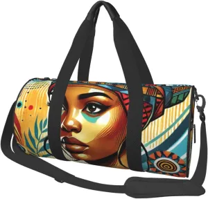 Sports Duffel Bag African-Woman Foldable Travel Tote Bag Weekender Sleepover Carry On Bag