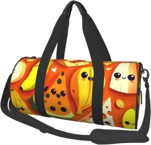Sports Duffel Bag Cheese-Banana-Watermelon Foldable Travel Tote Bag Weekender Sleepover Carry On Bag