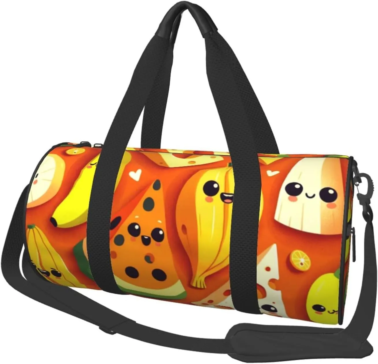 Sports Duffel Bag Cheese-Banana-Watermelon Foldable Travel Tote Bag Weekender Sleepover Carry On Bag