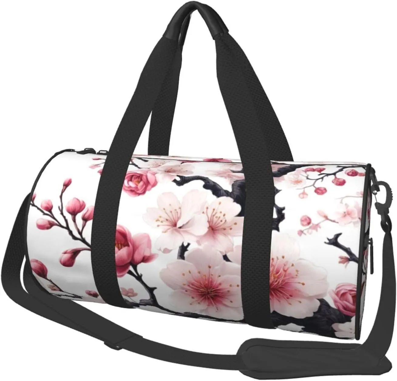 Sports Duffel Bag Cherry-Blossom-Floral Foldable Travel Tote Bag Weekender Sleepover Carry On Bag