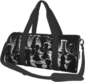 Sports Duffel Bag Chess-Battle Foldable Travel Tote Bag Weekender Sleepover Carry On Bag