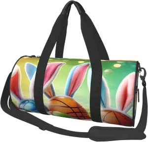 Sports Duffel Bag Easter-Rabbit-Ears-Balls Foldable Travel Tote Bag Weekender Sleepover Carry On Bag