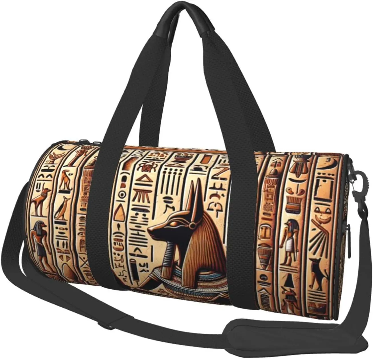 Sports Duffel Bag Egyptian-Hieroglyphs-Symbols Foldable Travel Tote Bag Weekender Sleepover Carry On Bag