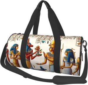 Sports Duffel Bag Egyptian-Retro-Hieroglyph Foldable Travel Tote Bag Weekender Sleepover Carry On Bag