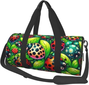 Sports Duffel Bag Garden-Animal-Leaves Foldable Travel Tote Bag Weekender Sleepover Carry On Bag