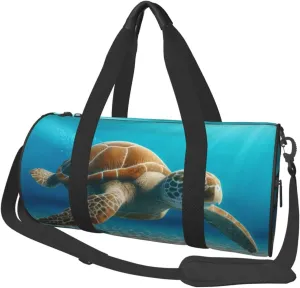 Sports Duffel Bag Turtle-Swimming-Sea Foldable Travel Tote Bag Weekender Sleepover Carry On Bag