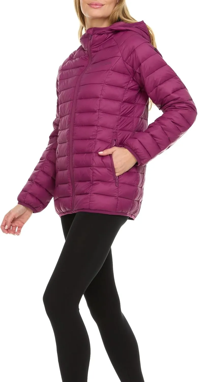Spyder Packable Puffer Jacket Womens with Hood, Lightweight Full Zip Winter Quilted Womens Puffer Coat
