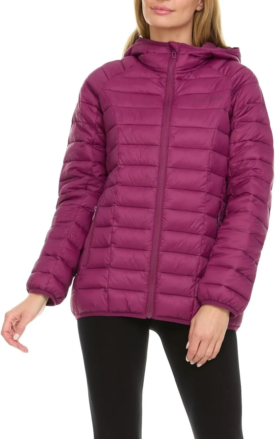 Spyder Packable Puffer Jacket Womens with Hood, Lightweight Full Zip Winter Quilted Womens Puffer Coat