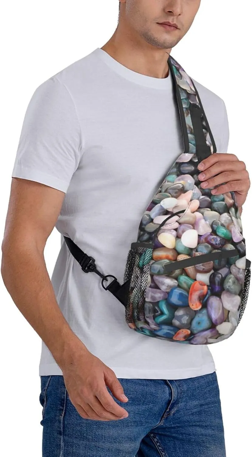 SSIMOO Colorful Cobbles Versatile Travel Hiking Backpack-Perfect For Outdoor Cycling,Chest Shoulder Bag