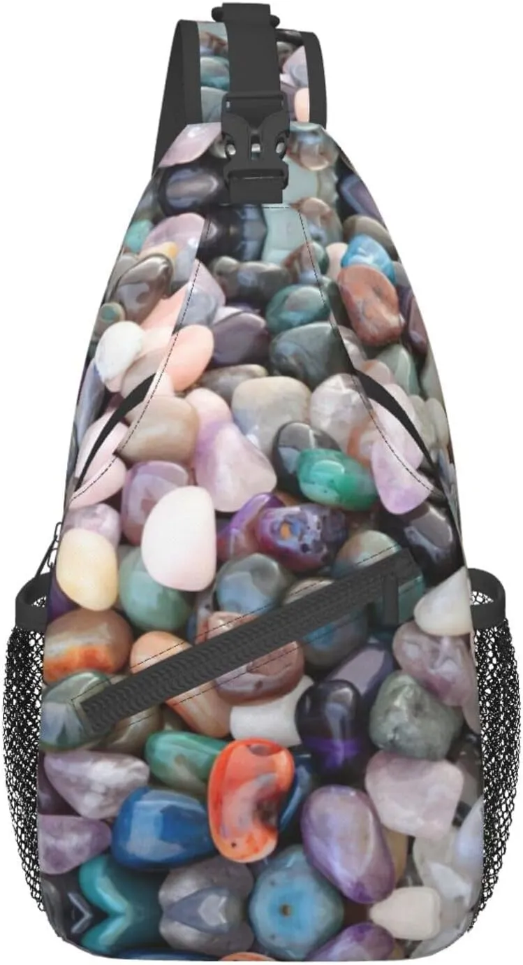 SSIMOO Colorful Cobbles Versatile Travel Hiking Backpack-Perfect For Outdoor Cycling,Chest Shoulder Bag