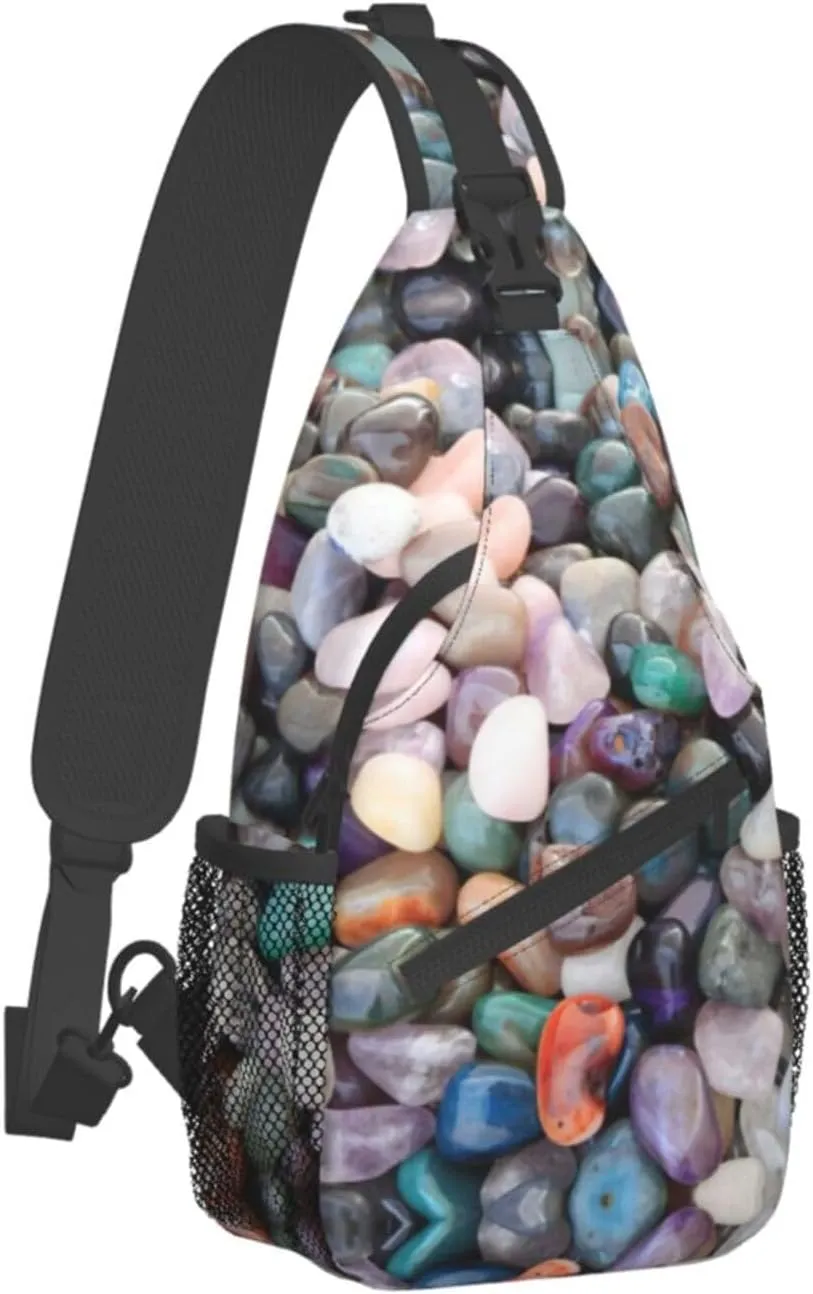SSIMOO Colorful Cobbles Versatile Travel Hiking Backpack-Perfect For Outdoor Cycling,Chest Shoulder Bag
