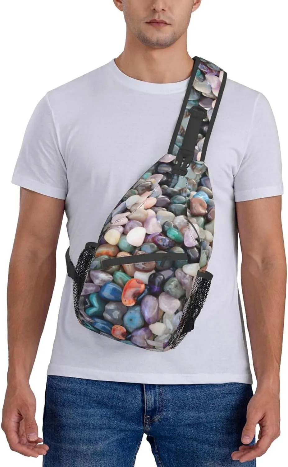 SSIMOO Colorful Cobbles Versatile Travel Hiking Backpack-Perfect For Outdoor Cycling,Chest Shoulder Bag