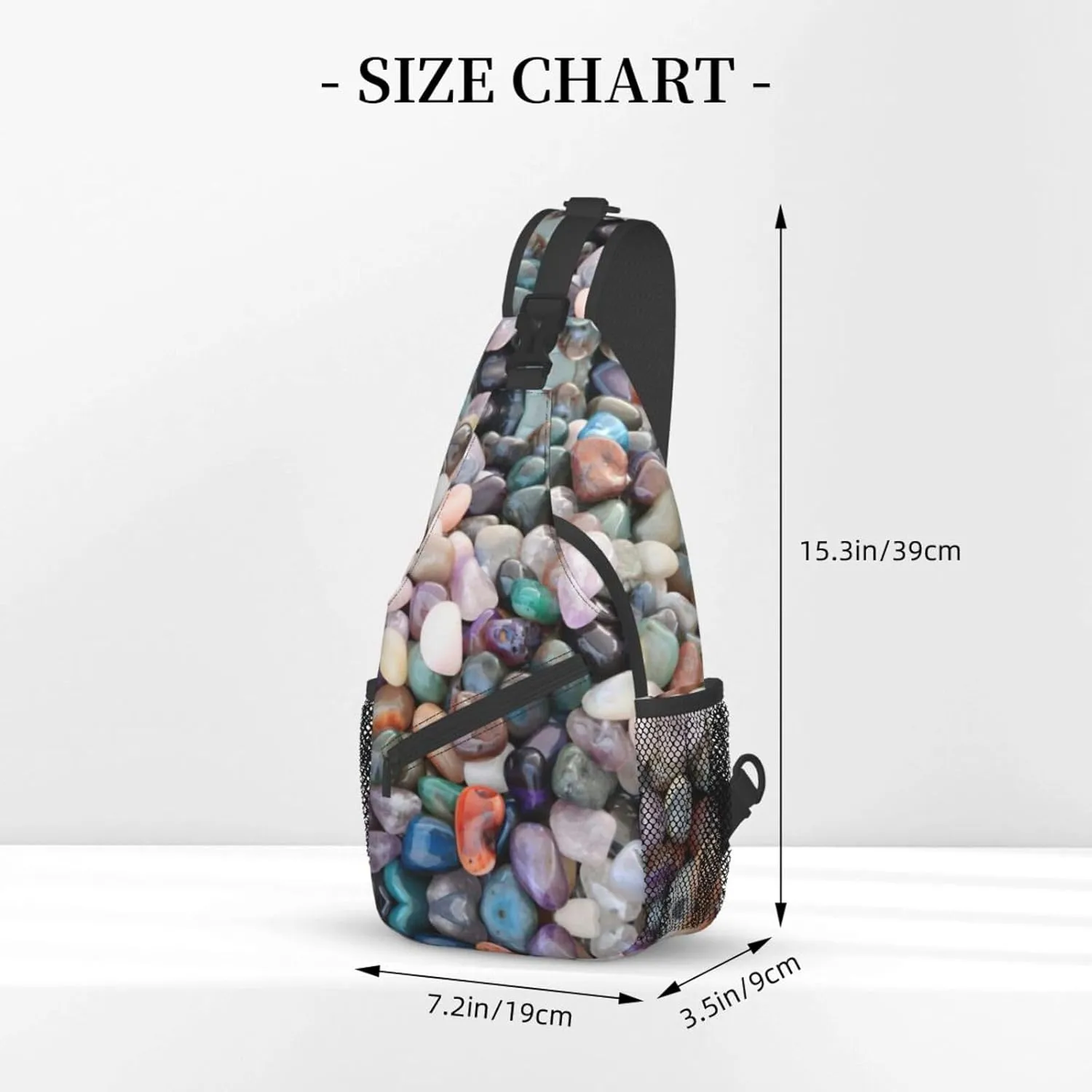 SSIMOO Colorful Cobbles Versatile Travel Hiking Backpack-Perfect For Outdoor Cycling,Chest Shoulder Bag