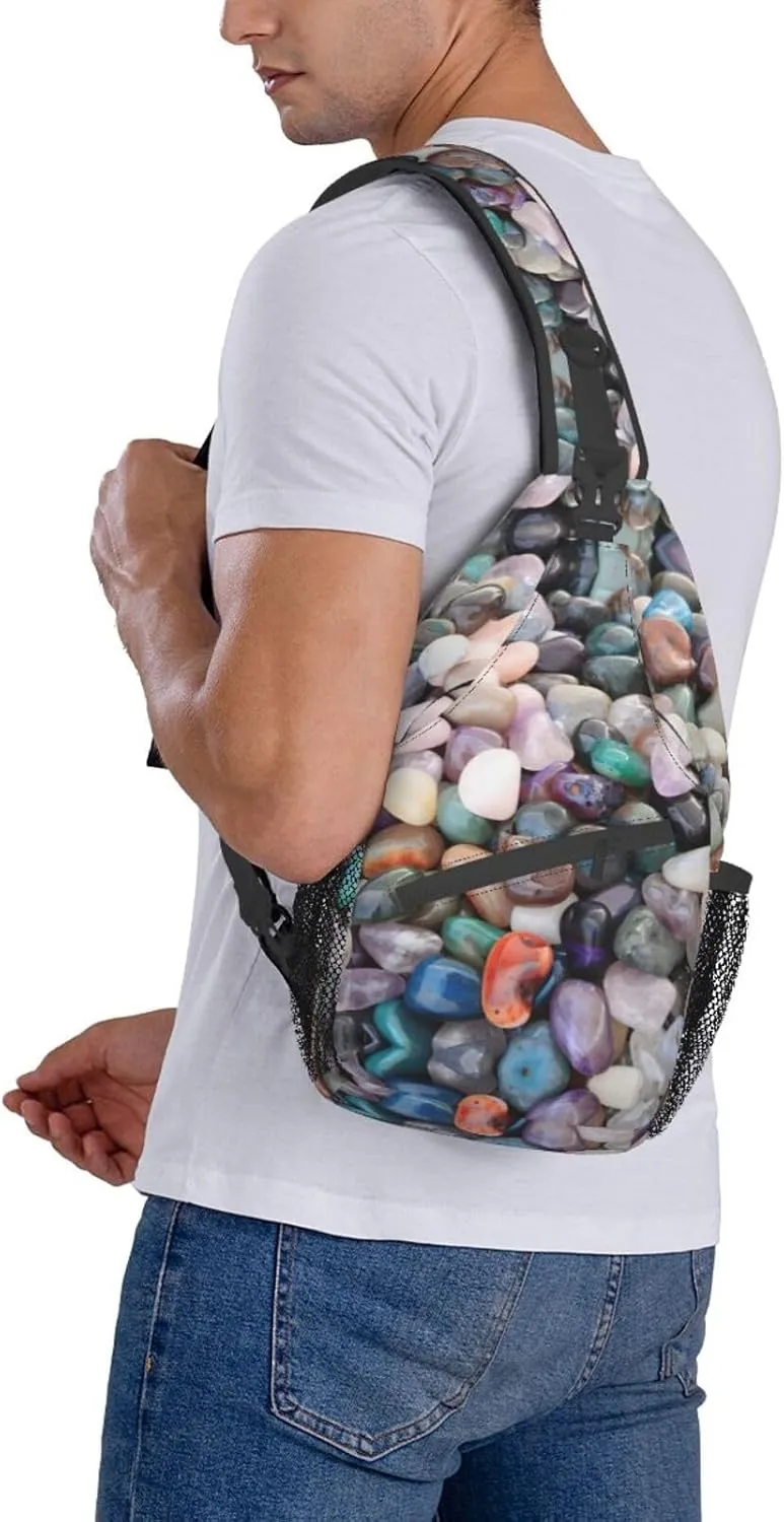 SSIMOO Colorful Cobbles Versatile Travel Hiking Backpack-Perfect For Outdoor Cycling,Chest Shoulder Bag