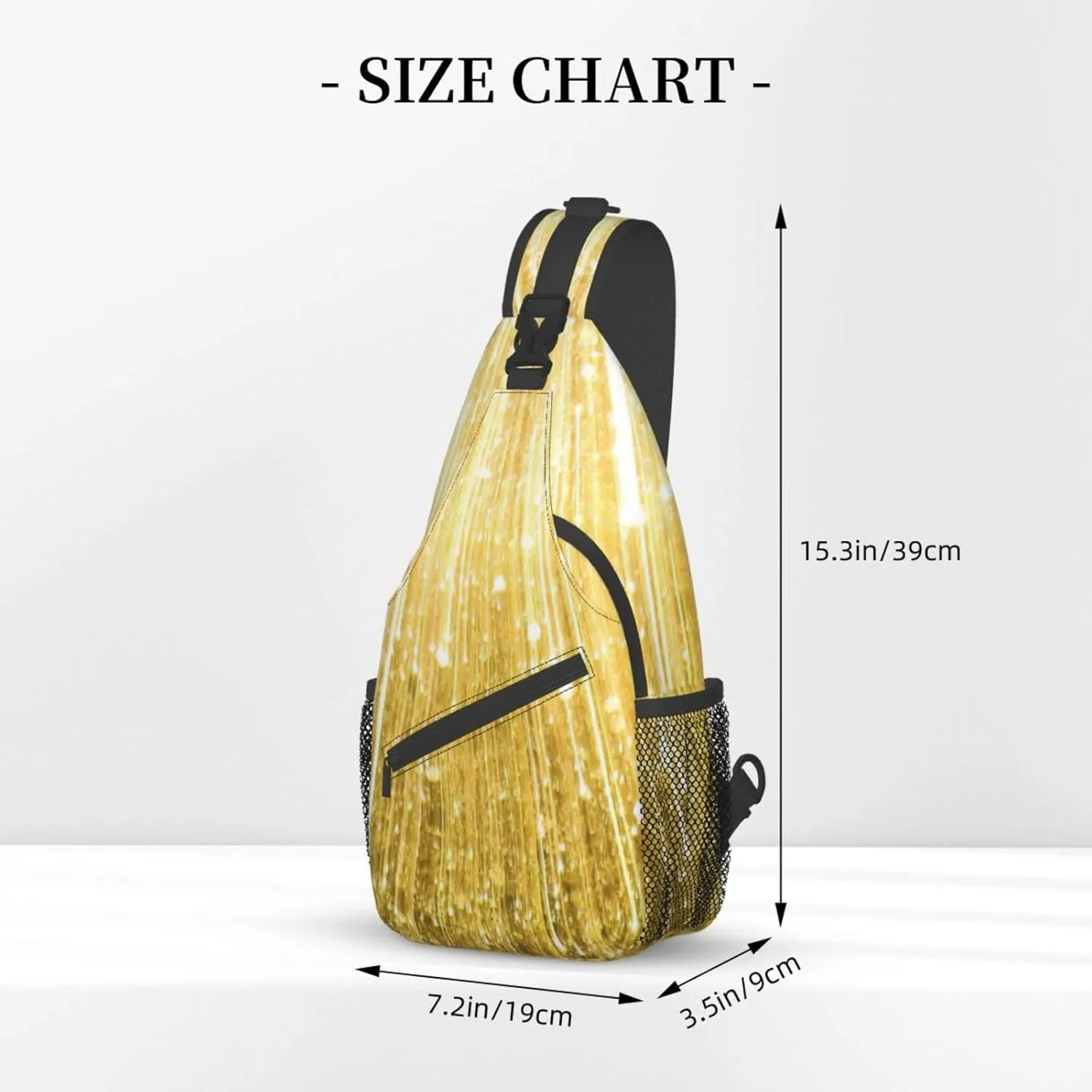 SSIMOO Gold Bling Versatile Travel Hiking Backpack-Perfect For Outdoor Cycling,Chest Shoulder Bag