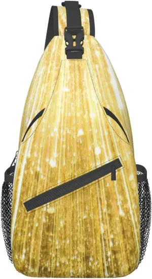 SSIMOO Gold Bling Versatile Travel Hiking Backpack-Perfect For Outdoor Cycling,Chest Shoulder Bag