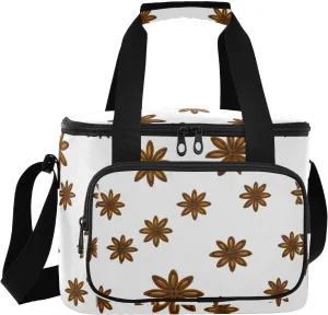 Star Anise White Insulated Cooler Bag for Women Men Leakproof 24 Can Camping Lunch Cooler for Beach Hiking Everyday Use