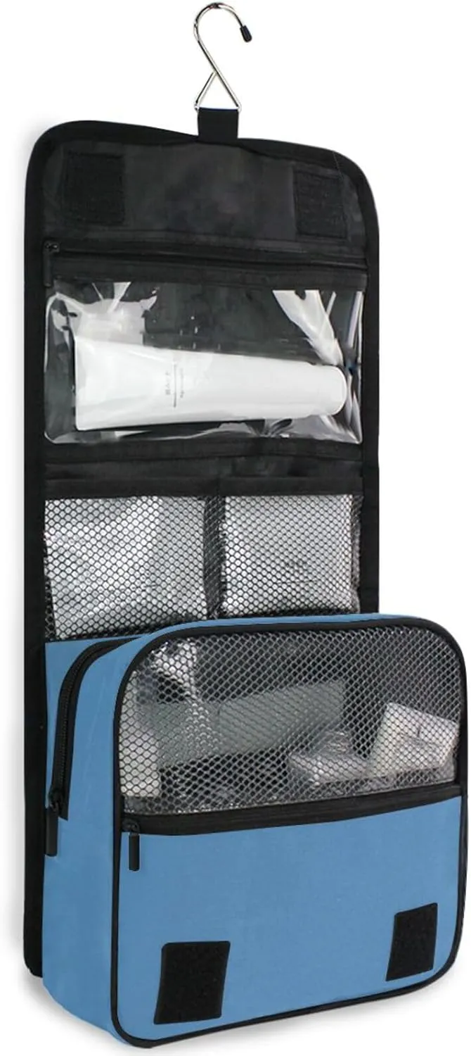 Steel Blue Custom Name Hanging Toiletry Bag Personalized Makeup Cosmetic Bag Cosmetic Case Large Capacity Travel Toiletry Organizer for Toiletries Bathroom Travel Storage