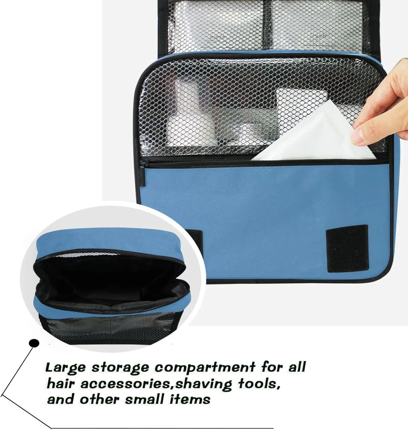 Steel Blue Custom Name Hanging Toiletry Bag Personalized Makeup Cosmetic Bag Cosmetic Case Large Capacity Travel Toiletry Organizer for Toiletries Bathroom Travel Storage