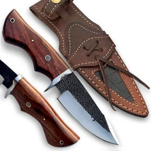 Stitch & Steel Studio 10.5" D2 Steel fixed blade knife with sheath, Handmade hunting knife, Edc knife for Men - Camping Knife, Bushcraft Knife, survival knife