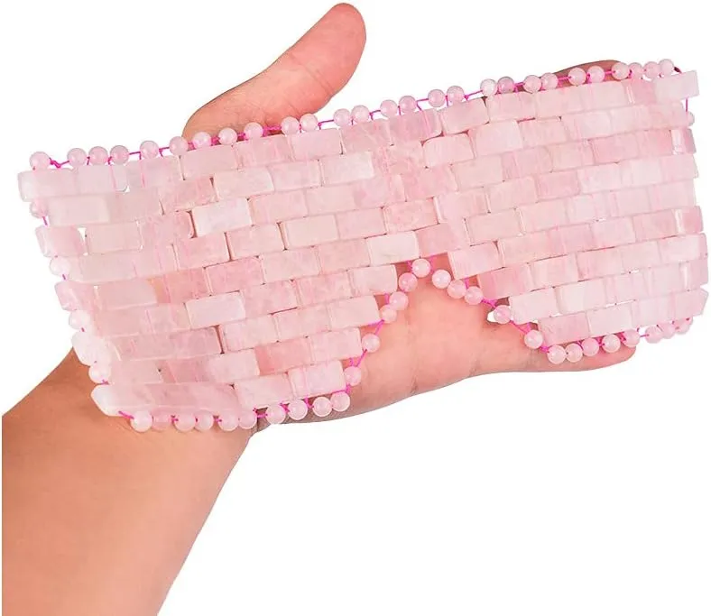 Stone Story Rose Quartz Eye Mask for Fatigue Reduction Stress Relief 100percent Rose Quartz Stone Cooling Eye Mask Lined wBeads (Rose Quartz)