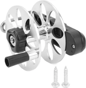 Sturdy Speargun Reel, Aluminum Alloy Construction, Adjustable Tension Knob, Foldable Handle, Easy Installation, Suitable for Most Fish Guns, 50m/54.7yd PE Line Capacity