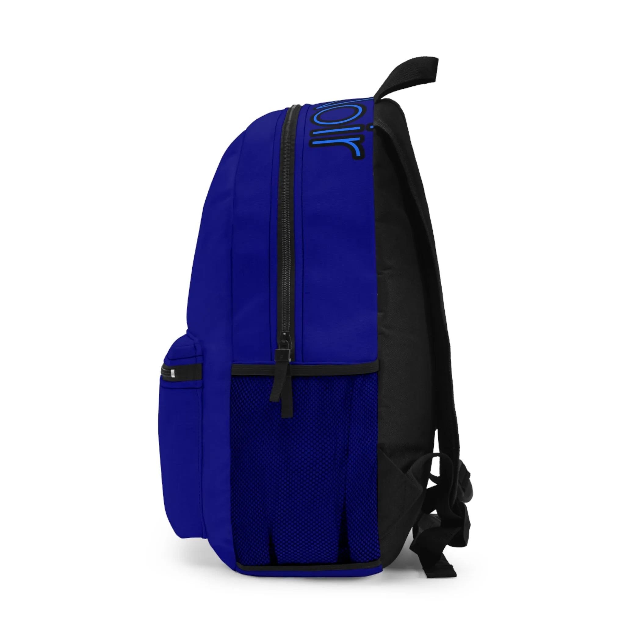 Stylish Blue Backpack with Modern Logo Design
