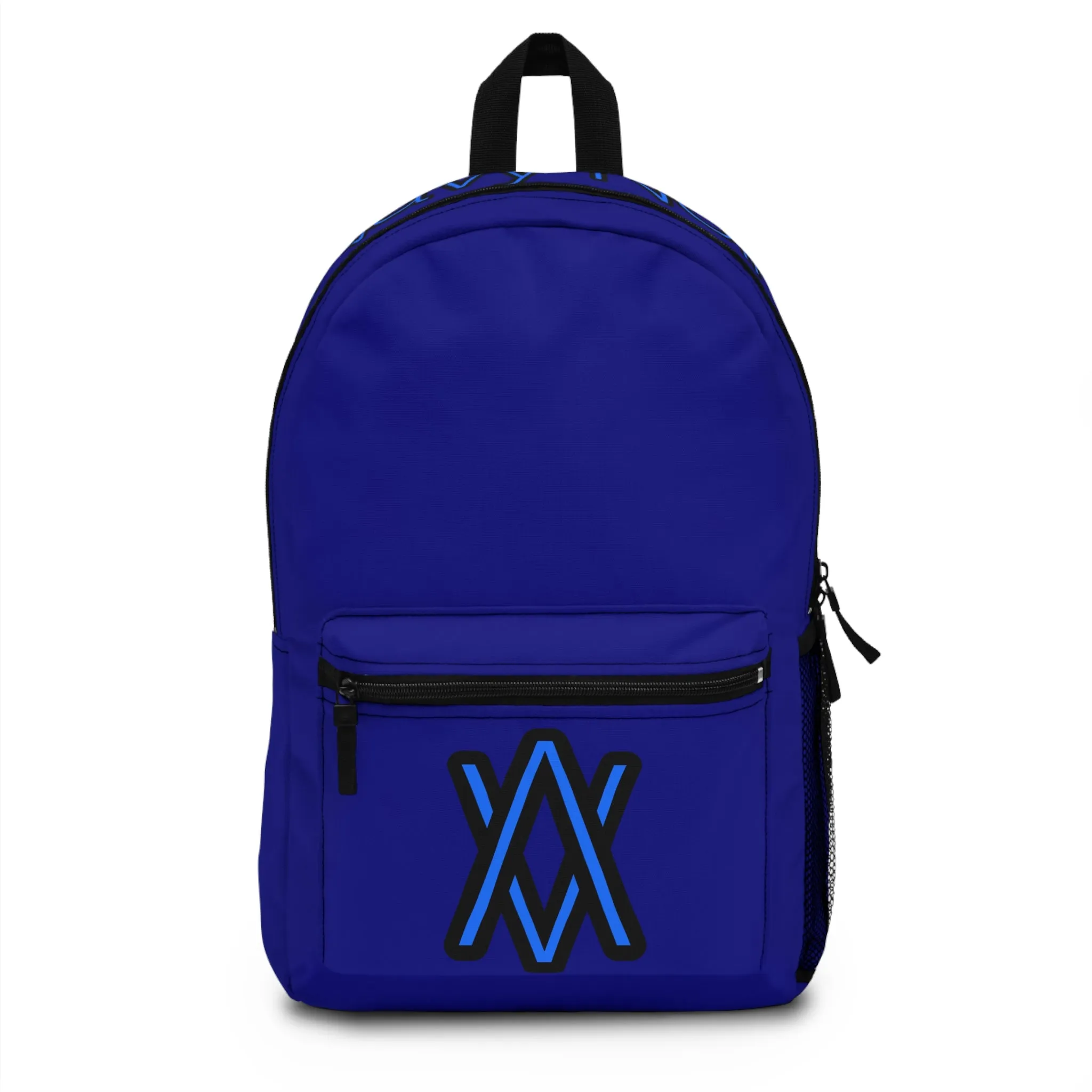 Stylish Blue Backpack with Modern Logo Design