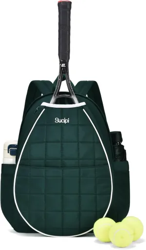 Sucipi Tennis Bags for Women, Quilted Tennis Racket Bag Backpack for Tennis Racquet, Pickleball Paddles, Badminton
