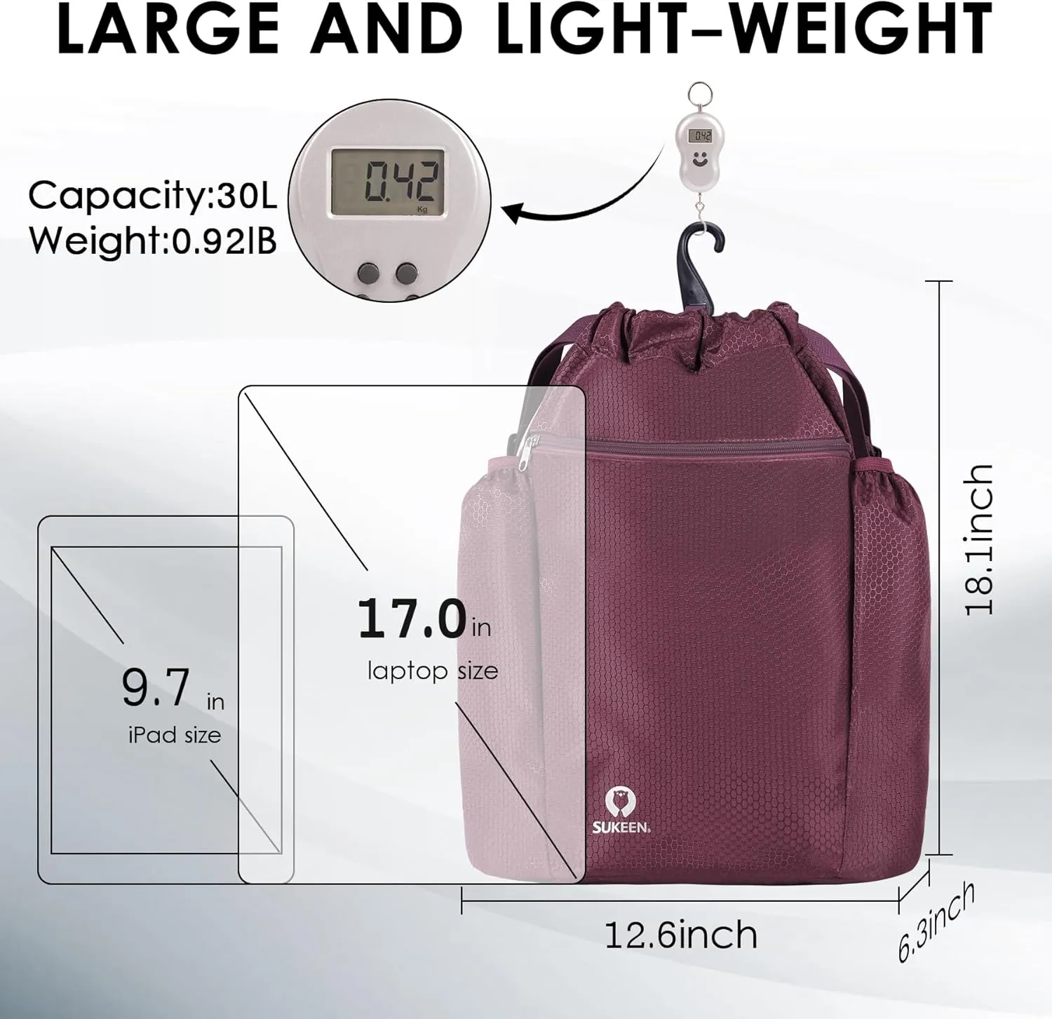 Sukeen Drawstring Backpack Swim Bag Lightweight String Backpack for Beach Pickleball Swimming Pool Gym Workout Gear Sport